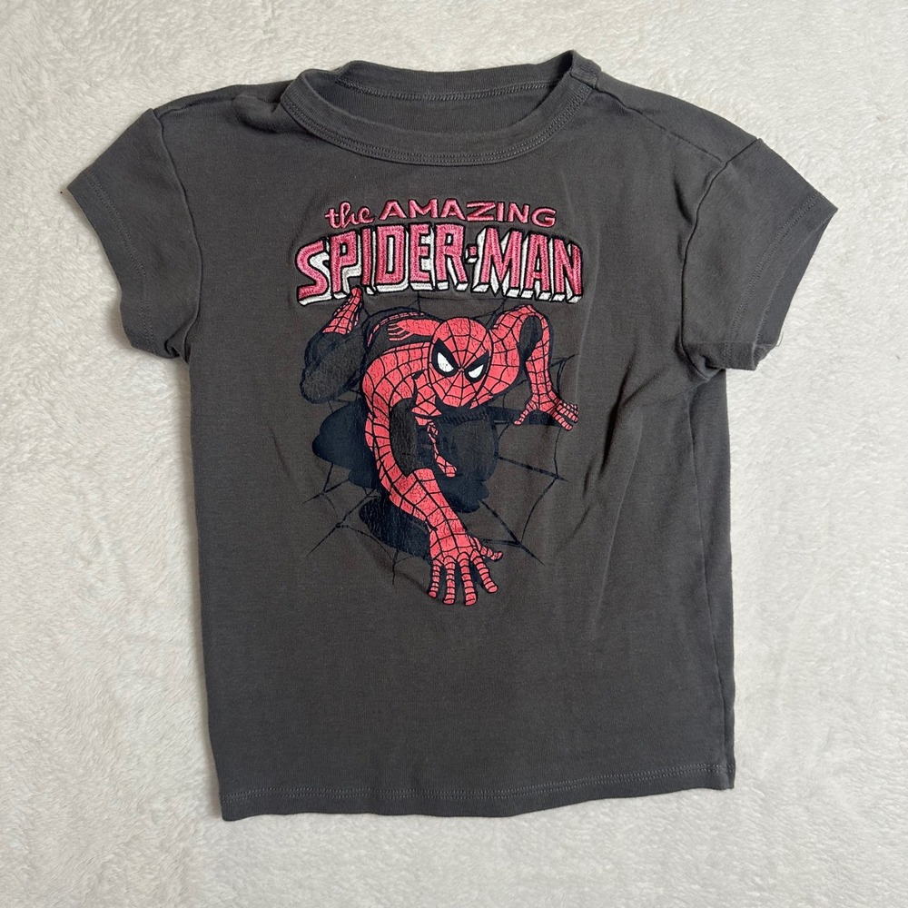 Marvel The Amazing Spider-Man Boy XS 4/5 Charcoal Grey Graphic T-Shirt Superhero